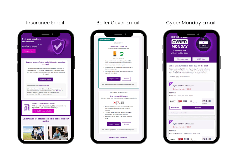 Responsive email templates made by WeDoCRM for MoneySuperMarket