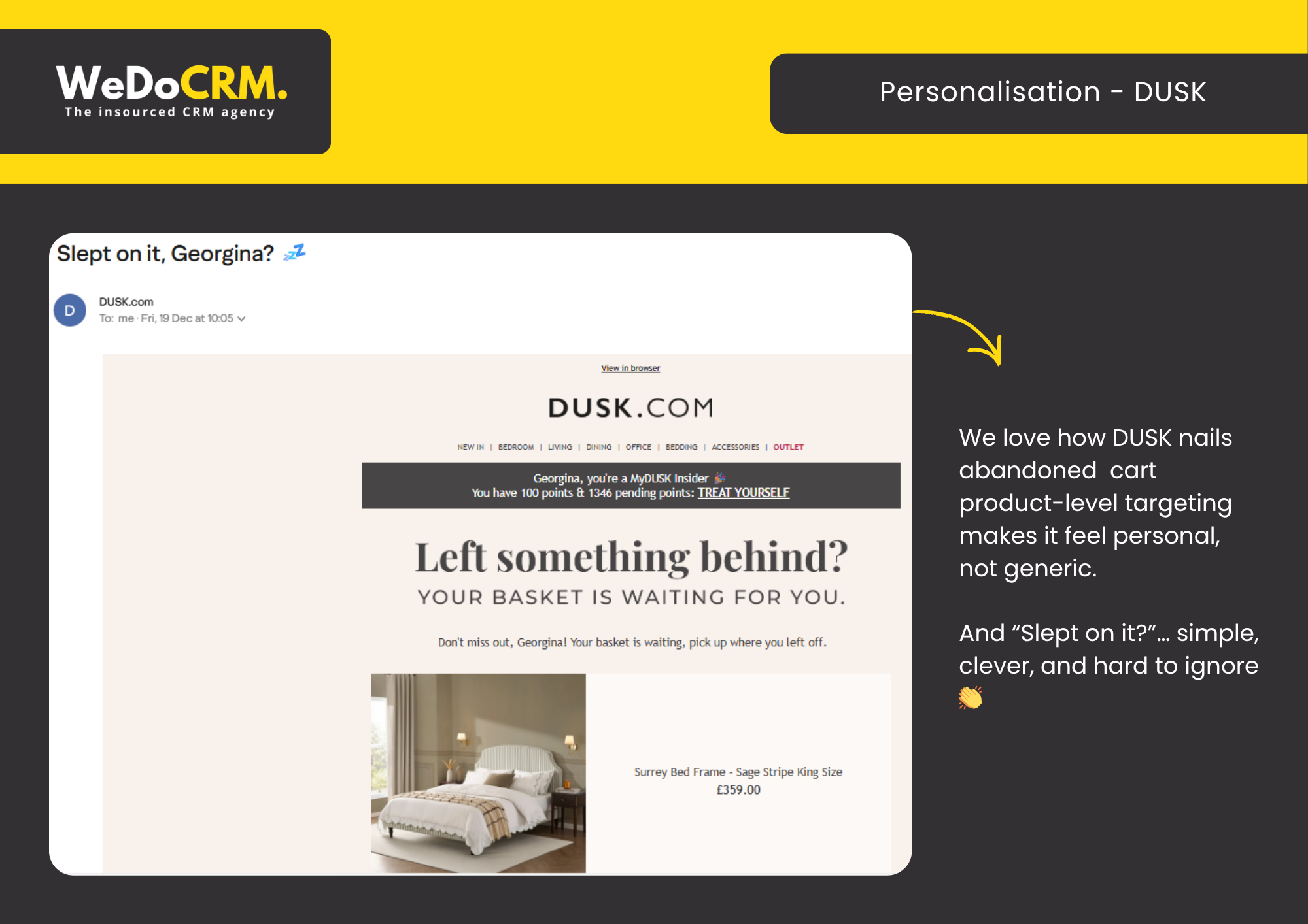 Dusk example for email personalisation